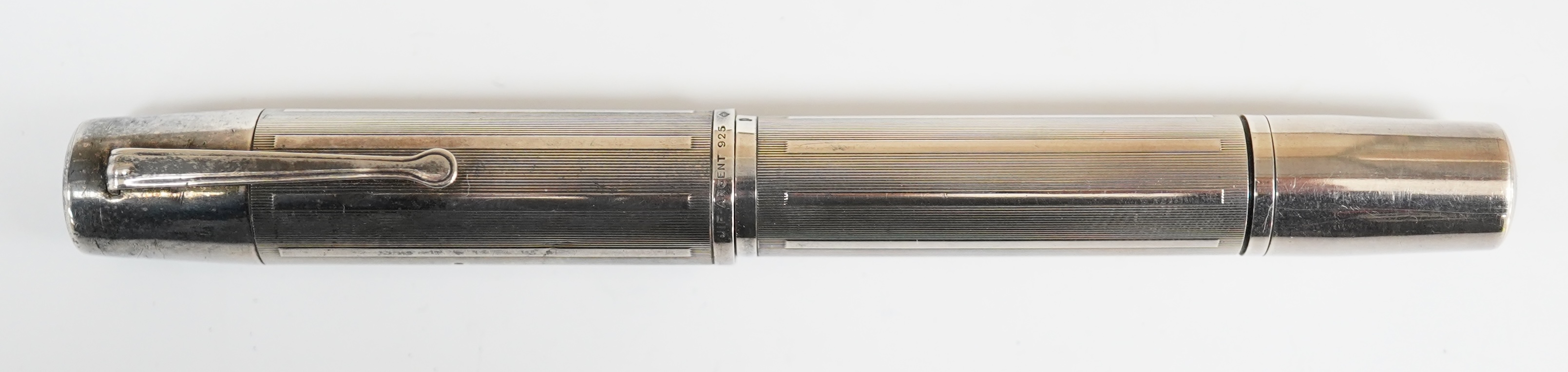 A Waterman 'Jiff' Sterling silver glass cartridge pen